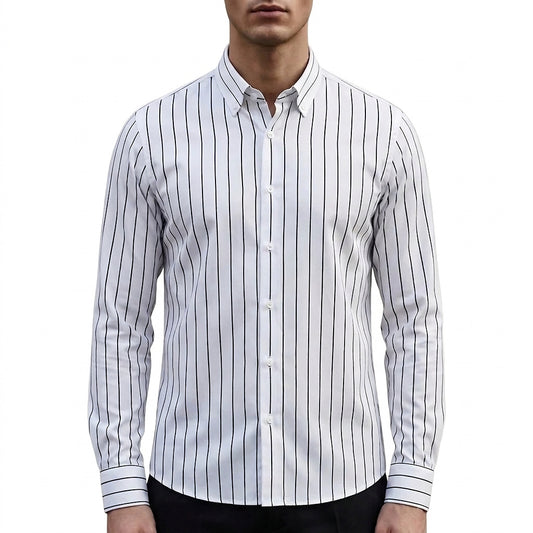 Chemise à rayures boutonnée pour homme 1