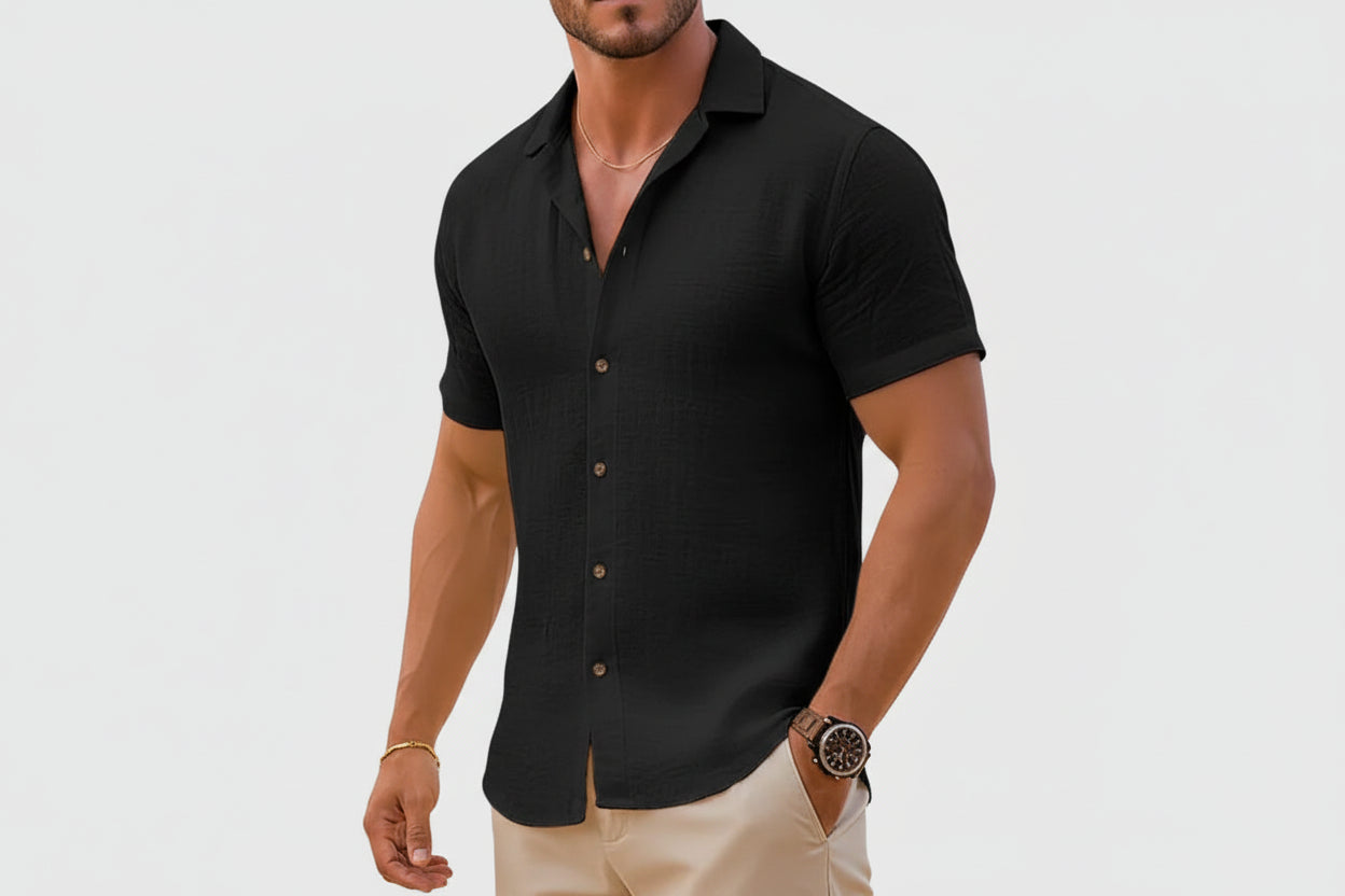 Chemise Homme Manches Courtes À Boutons-Gigié