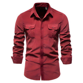 Chemise Homme à Manches Longues avec Boutons et Poches à Rabat Poitrine-Shirts for men-Gigié