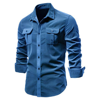 Chemise Homme à Manches Longues avec Boutons et Poches à Rabat Poitrine-Shirts for men-Gigié