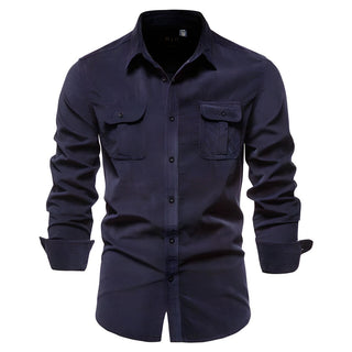 Chemise Homme à Manches Longues avec Boutons et Poches à Rabat Poitrine-Shirts for men-Gigié