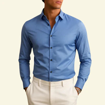 Chemise homme à manches longues avec col et fermeture boutonnée à boutons contrastés-Shirts for men-Gigié