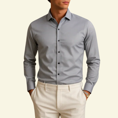 Chemise homme à manches longues avec col et fermeture boutonnée à boutons contrastés-Shirts for men-Gigié