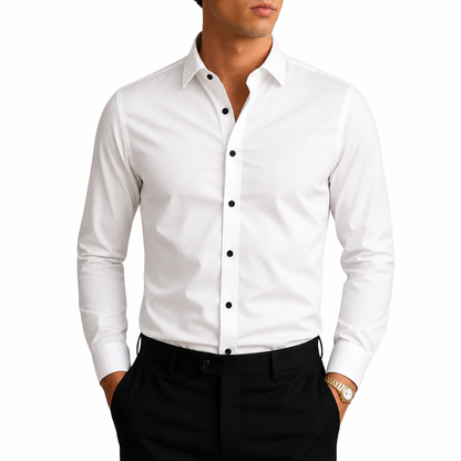 Chemise homme à manches longues avec col et fermeture boutonnée à boutons contrastés-Shirts for men-Gigié