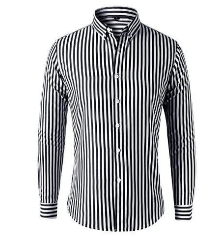 Chemise Homme à Rayures Manches Longues avec Boutonnage-Shirts for men-Gigié