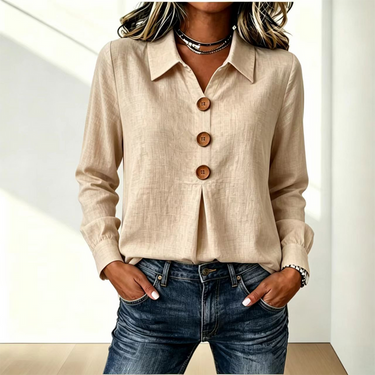 Chemise femme à manches longues et boutons sur le devant 2