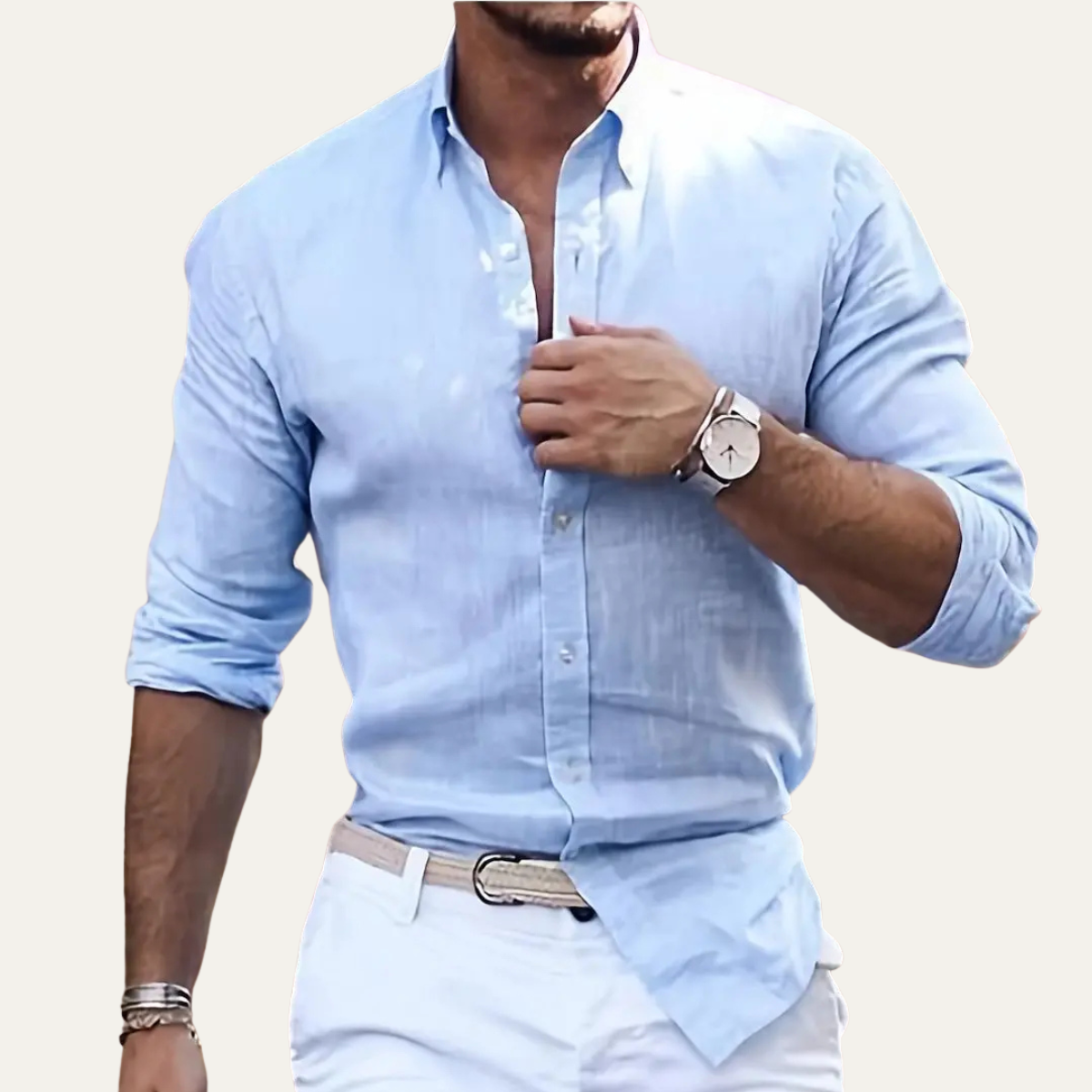Chemise pour homme à manches longues avec col et fermeture boutonnée-Shirts for men-Gigié