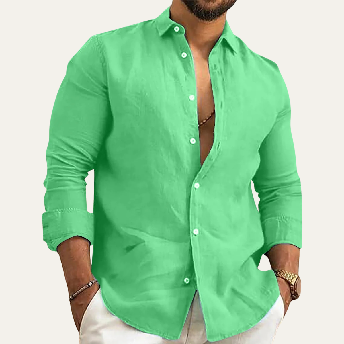 Chemise pour homme à manches longues avec col et fermeture boutonnée-Shirts for men-Gigié