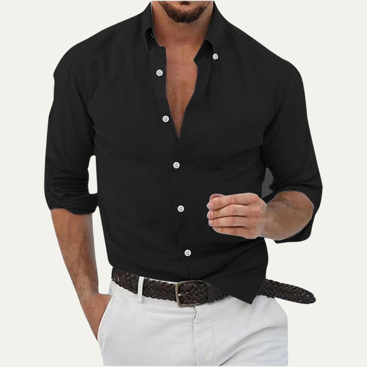 Chemise pour homme à manches longues avec col et fermeture boutonnée-Shirts for men-Gigié