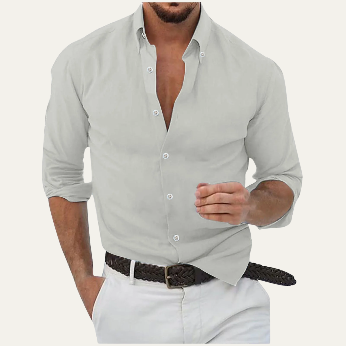 Chemise pour homme à manches longues avec col et fermeture boutonnée-Shirts for men-Gigié