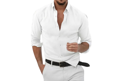 Chemise pour homme à manches longues avec col et fermeture boutonnée-Shirts for men-Gigié