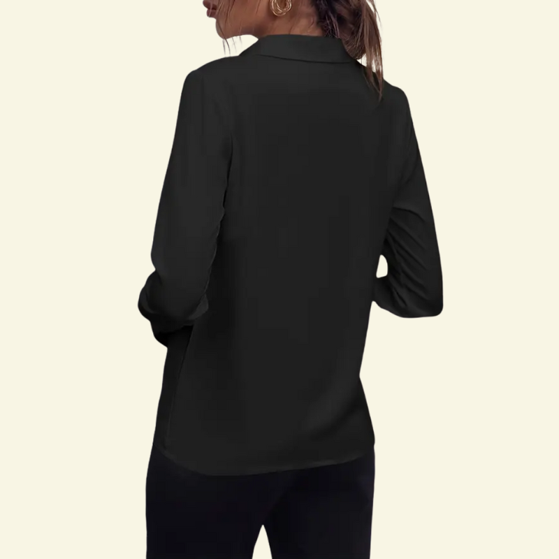 Chemisier Femme à manches longues avec col et fermeture boutonnée dissimulée-Shirts for women-Gigié