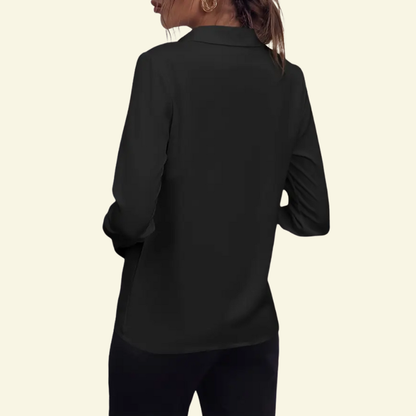 Chemisier Femme à manches longues avec col et fermeture boutonnée dissimulée-Shirts for women-Gigié