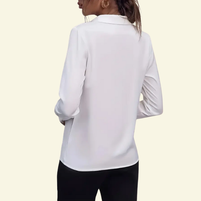 Chemisier Femme à manches longues avec col et fermeture boutonnée dissimulée-Shirts for women-Gigié