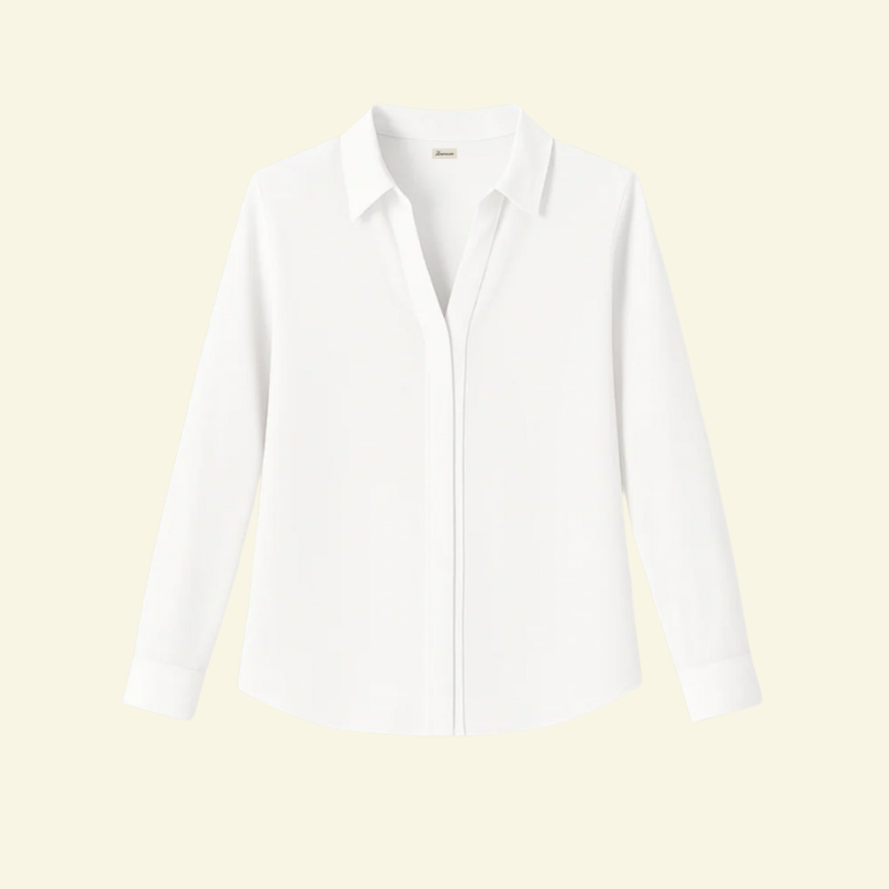 Chemisier Femme à manches longues avec col et fermeture boutonnée dissimulée-Shirts for women-Gigié