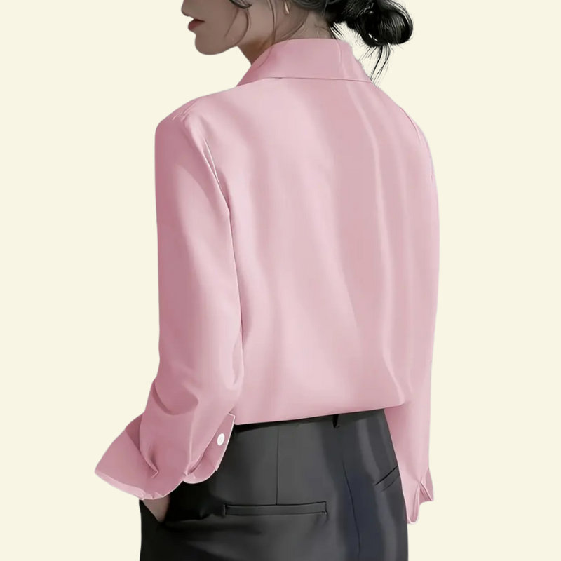 Chemisier femme à manches longues avec col pointu et patte dissimulée-Blouse for women-Gigié