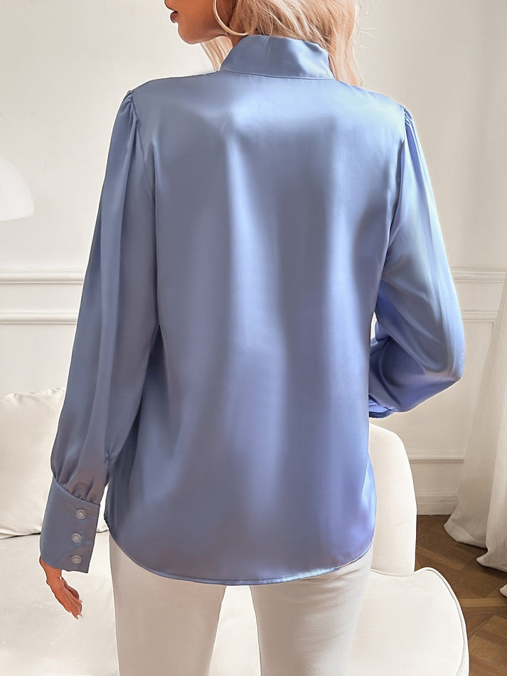 Chemisier femme avec col à nœud et manches longues-Blouse for women-Gigié