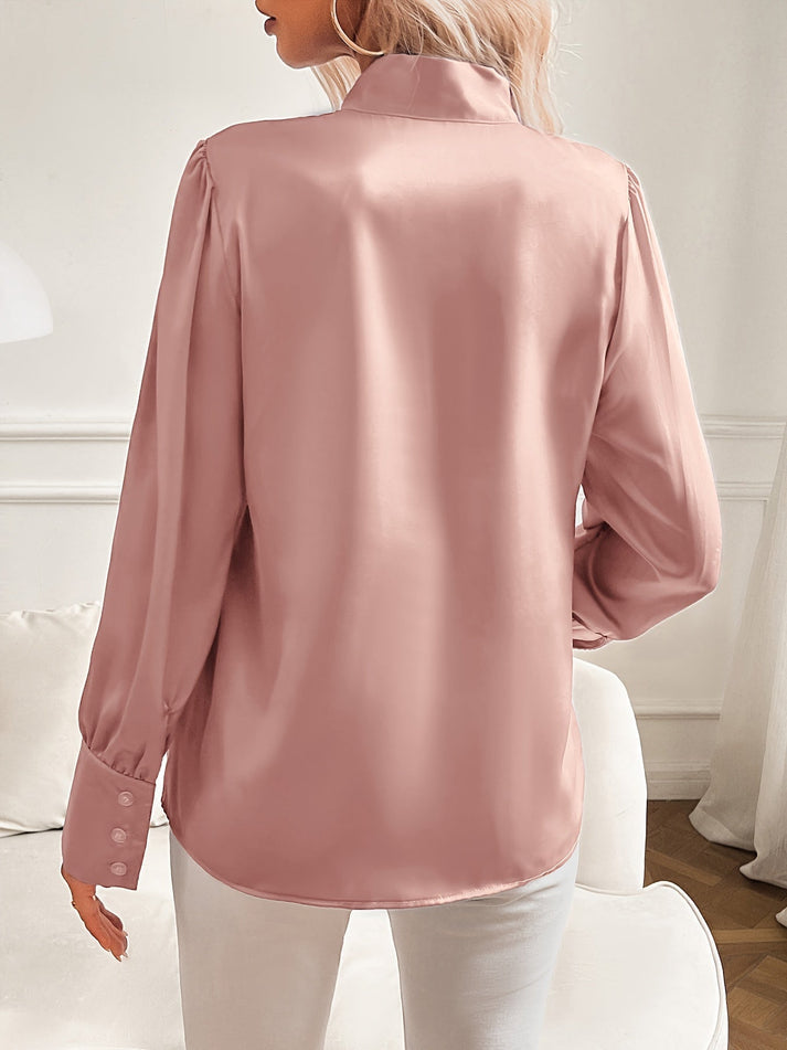 Chemisier femme avec col à nœud et manches longues-Blouse for women-Gigié