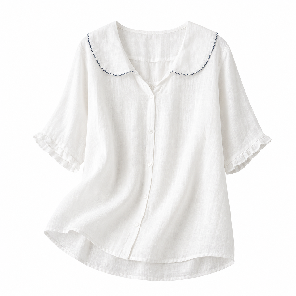 Chemisier femme avec fermeture boutonnée et col arrondi-Blouse for women-Gigié