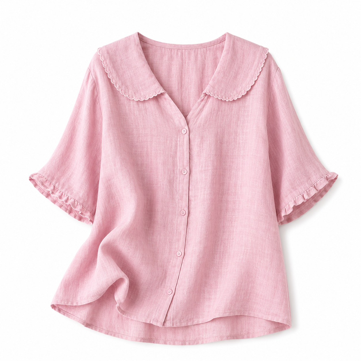 Chemisier femme avec fermeture boutonnée et col arrondi-Blouse for women-Gigié