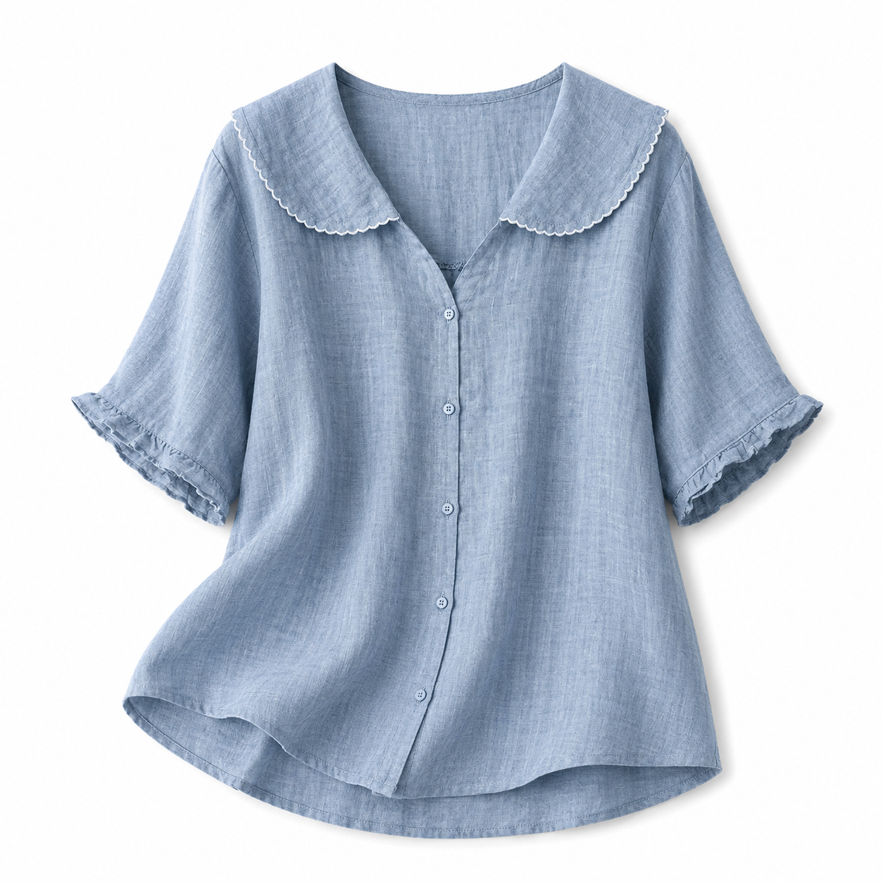 Chemisier femme avec fermeture boutonnée et col arrondi-Blouse for women-Gigié