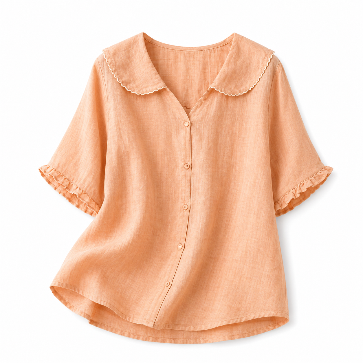 Chemisier femme avec fermeture boutonnée et col arrondi-Blouse for women-Gigié