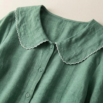 Chemisier femme avec fermeture boutonnée et col arrondi-Blouse for women-Gigié