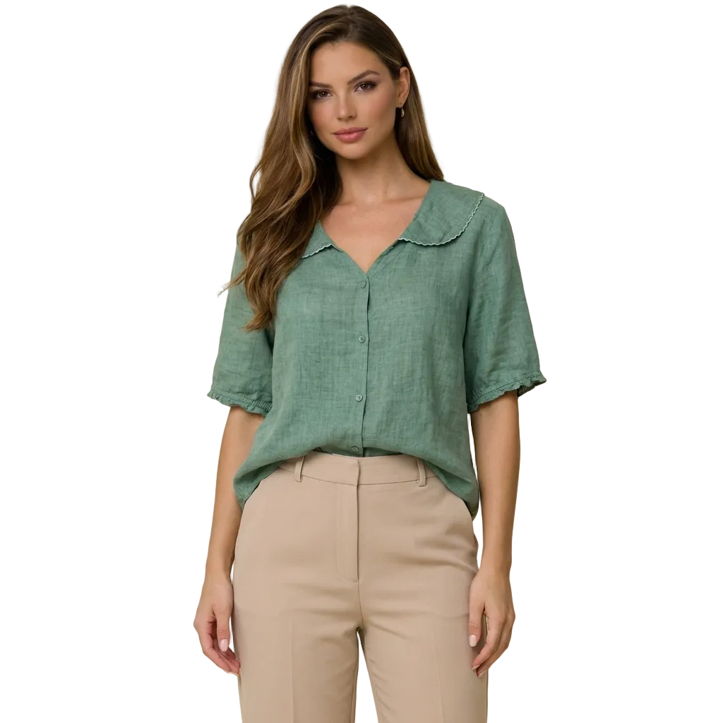 Chemisier femme avec fermeture boutonnée et col arrondi-Blouse for women-Gigié