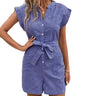Combinaison courte pour femme avec boutons et ceinture à nouer-Jumpsuits for women-Gigié