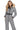 Combinaison de ski pour femme à motif pied-de-poule avec capuche en fausse fourrure 1