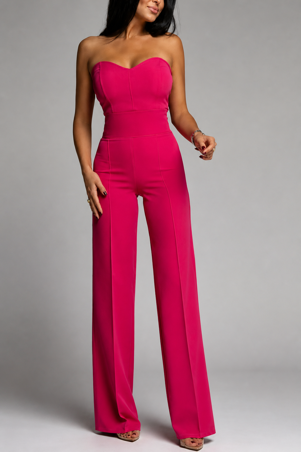 Combinaison femme avec encolure en cœur et jambes larges-Jumpsuits for women-Gigié