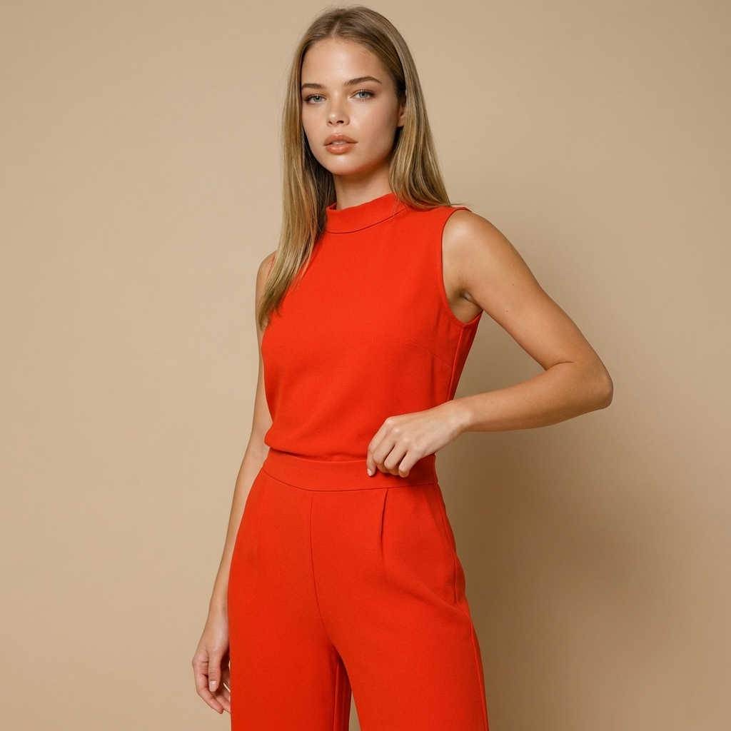 Combinaison femme sans manches avec col montant et jambes larges-Jumpsuits for women-Gigié