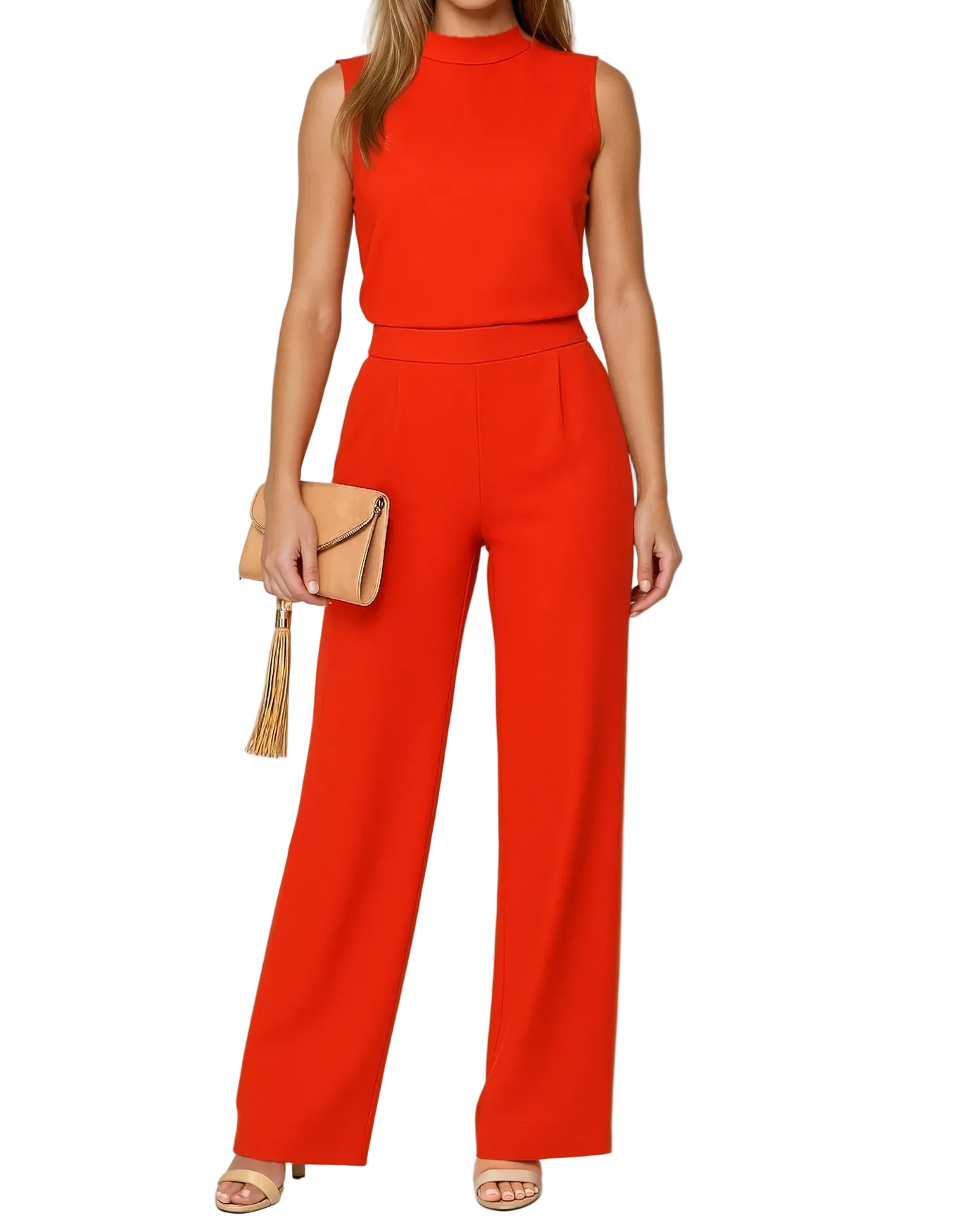 Combinaison femme sans manches avec col montant et jambes larges-Jumpsuits for women-Gigié