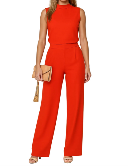 Combinaison femme sans manches avec col montant et jambes larges-Jumpsuits for women-Gigié