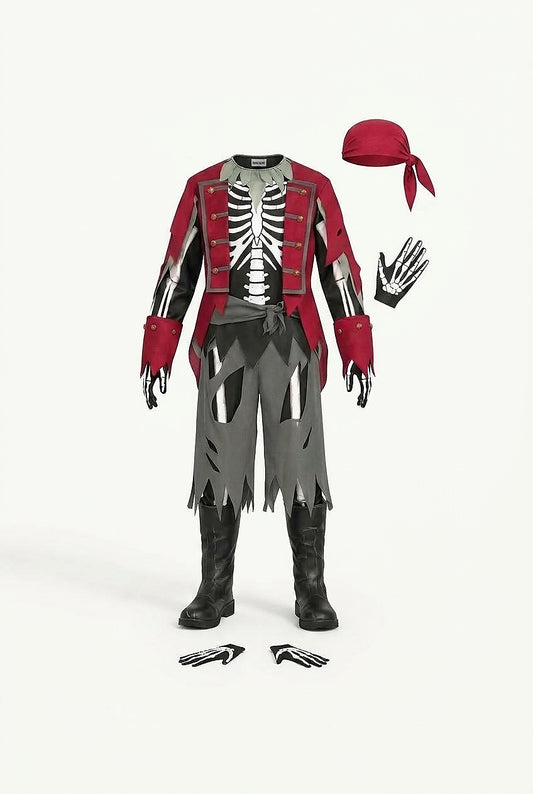 Costume d'Halloween de pirate squelette unisexe 1