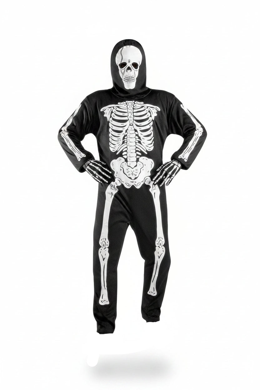 Costume d'Halloween squelette unisexe avec masque 1