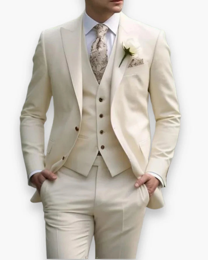 Costume Homme 3 Pièces Coupe Ajustée (Veste + Gilet + Pantalon)-Gigié