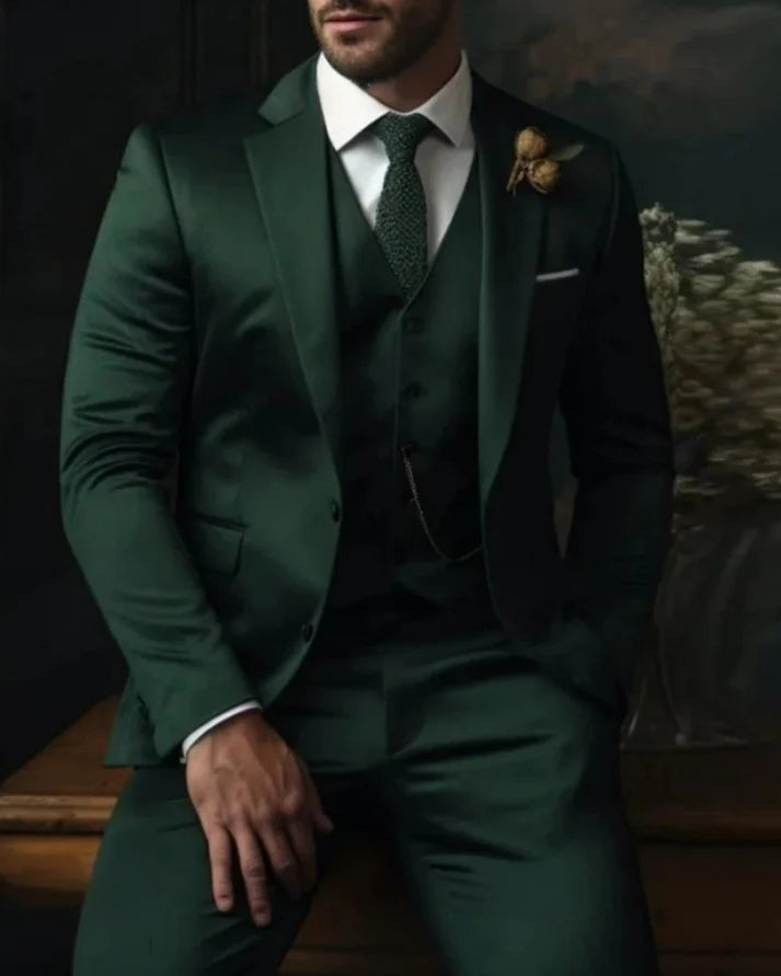 Costume Homme 3 Pièces Coupe Ajustée (Veste + Gilet + Pantalon)-Gigié
