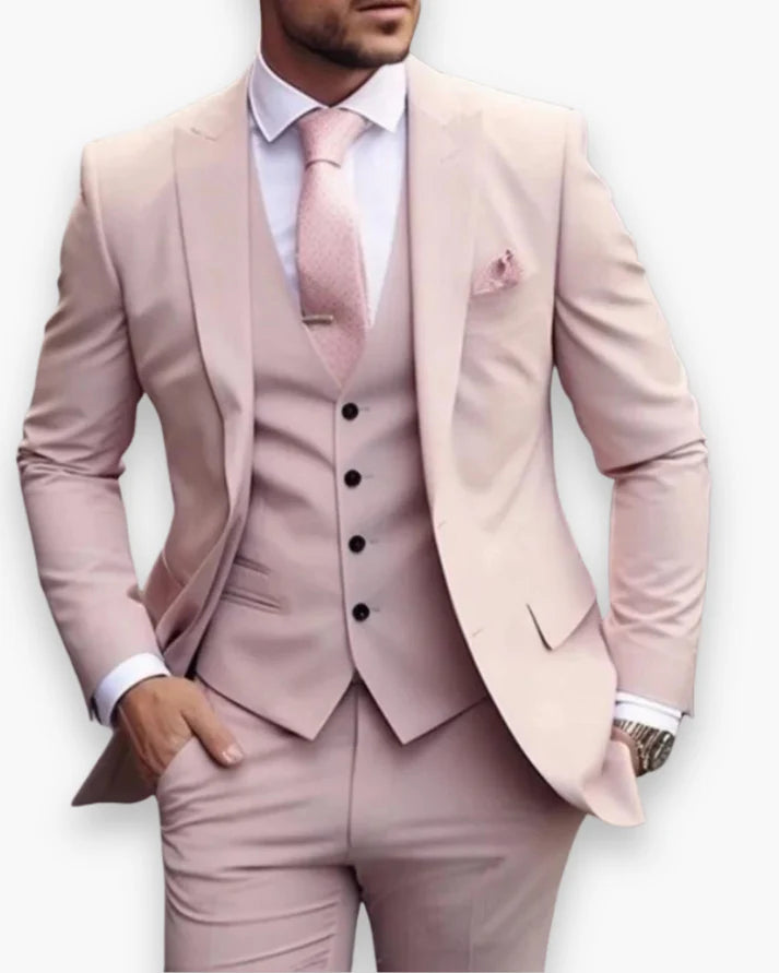 Costume Homme 3 Pièces Coupe Ajustée (Veste + Gilet + Pantalon)-Gigié