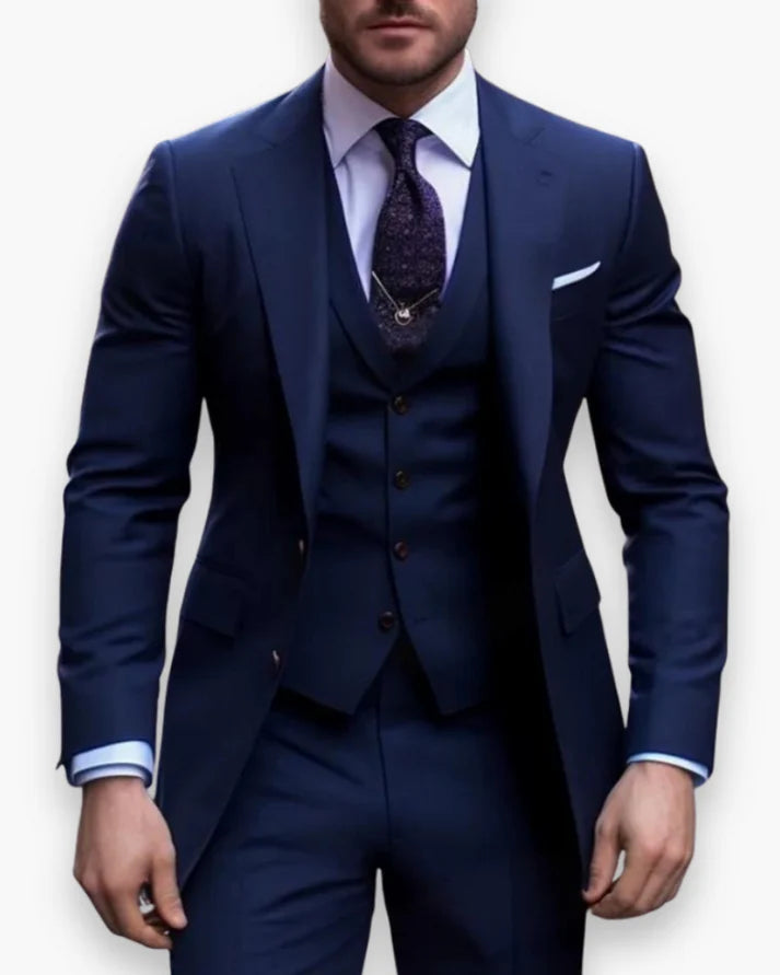 Costume Homme 3 Pièces Coupe Ajustée (Veste + Gilet + Pantalon)-Gigié