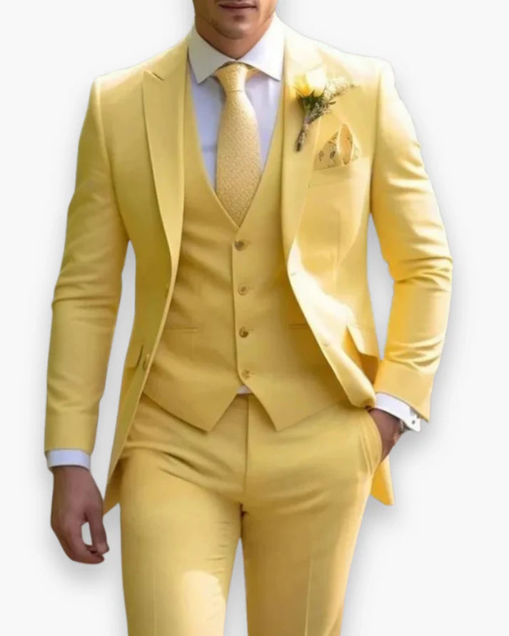 Costume Homme 3 Pièces Coupe Ajustée (Veste + Gilet + Pantalon)-Gigié