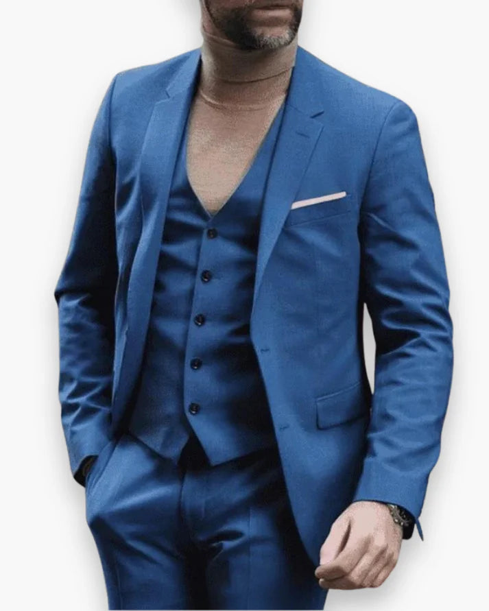 Costume Homme 3 Pièces Coupe Ajustée (Veste + Gilet + Pantalon)-Gigié
