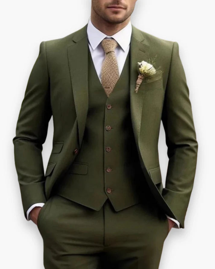 Costume Homme 3 Pièces Coupe Ajustée (Veste + Gilet + Pantalon)-Gigié