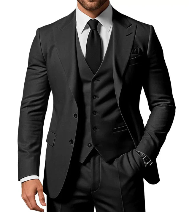 Costume homme trois pièces avec veste à revers et gilet boutonné-Suit Man-Gigié