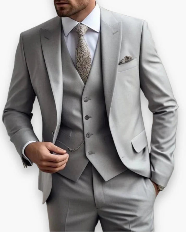 Costume Homme 3 Pièces Coupe Ajustée (Veste + Gilet + Pantalon)-Gigié