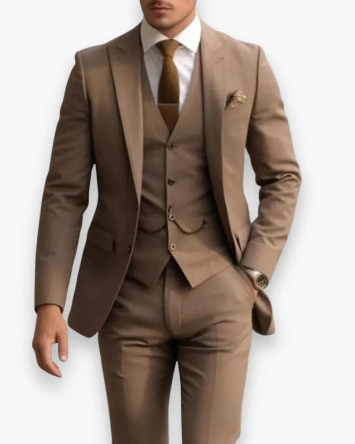 Costume Homme 3 Pièces Coupe Ajustée (Veste + Gilet + Pantalon)-Gigié