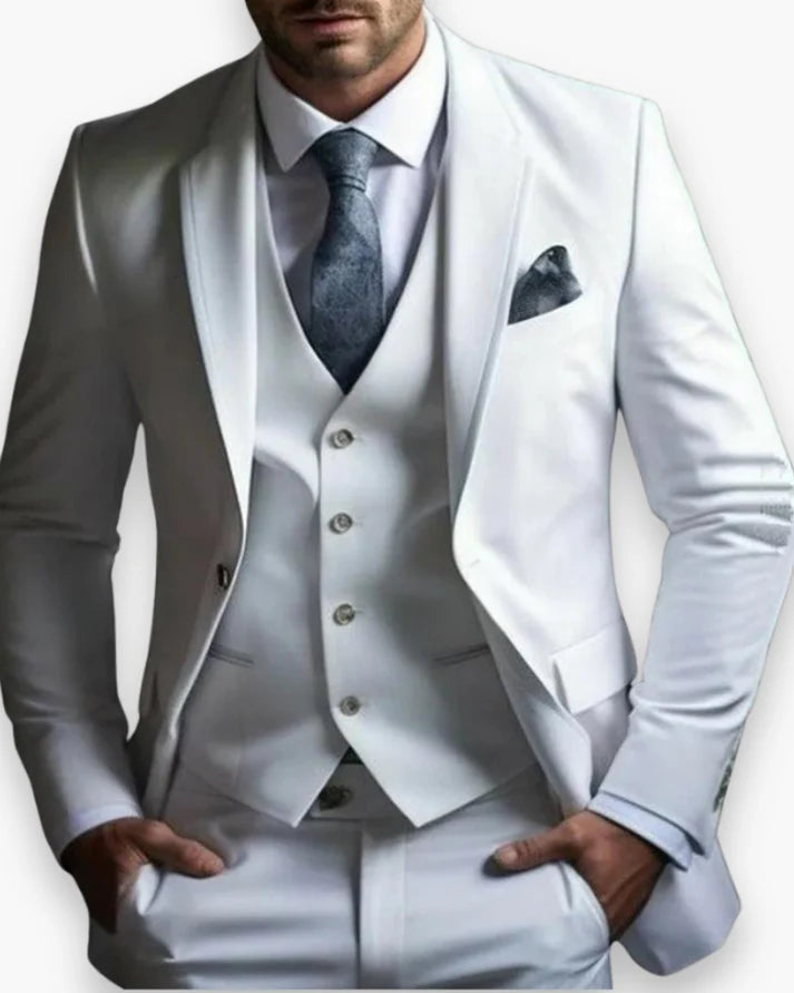 Costume Homme 3 Pièces Coupe Ajustée (Veste + Gilet + Pantalon)-Gigié