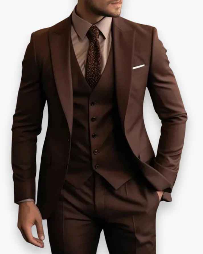 Costume Homme 3 Pièces Coupe Ajustée (Veste + Gilet + Pantalon)-Gigié