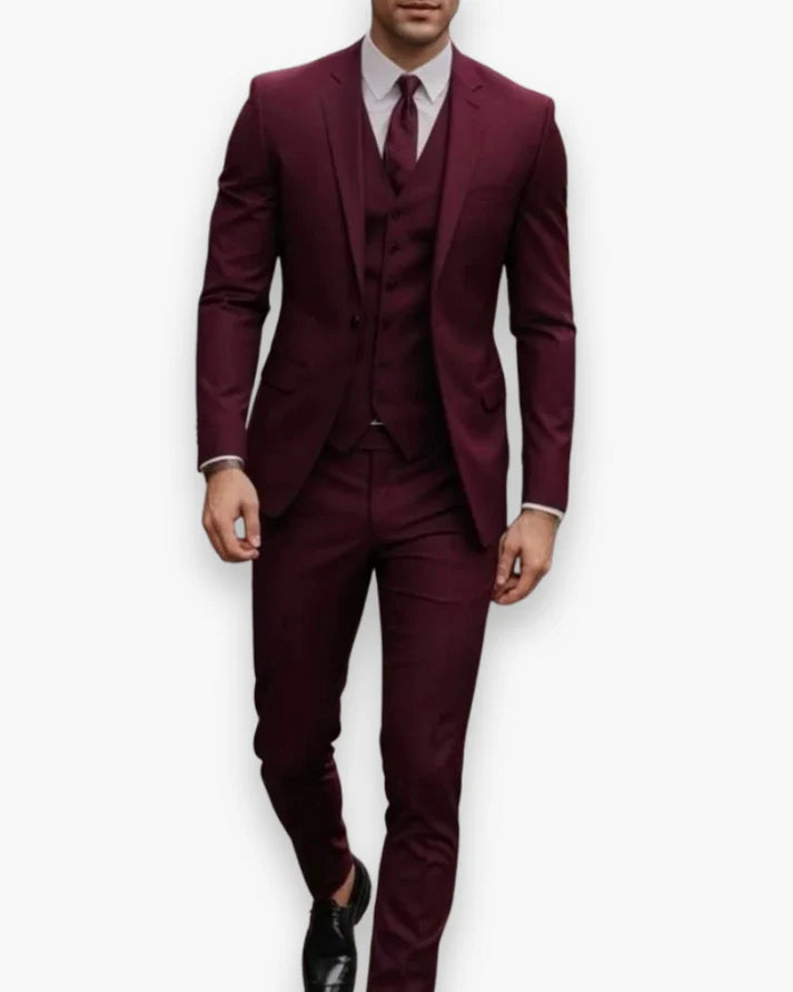 Costume Homme 3 Pièces Coupe Ajustée (Veste + Gilet + Pantalon)-Gigié