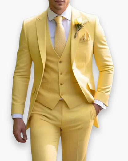 Costume Homme 3 Pièces Coupe Ajustée (Veste + Gilet + Pantalon)-Gigié